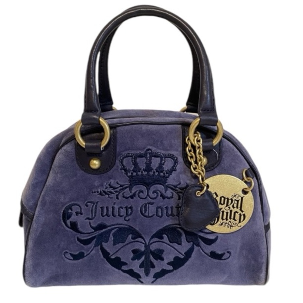 2010 Juicy Couture Royal Velour Purple Bowler Bag+Bag Charm